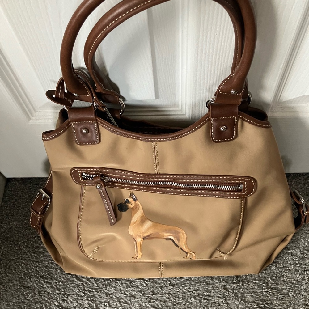 Chaps Tan and Brown Shoulder Bag
